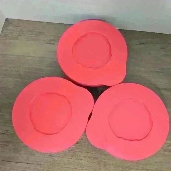 3 Tupperware twist, stack  & store 7641A & 7766A 350ml floral pattern peachy lid - Picture 2 of 7